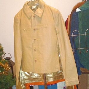 100% Genuine Leather Carmel Skirt Suit